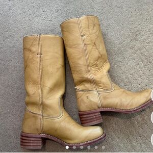 Frye Women's Light Brown Leather Heeled Boots